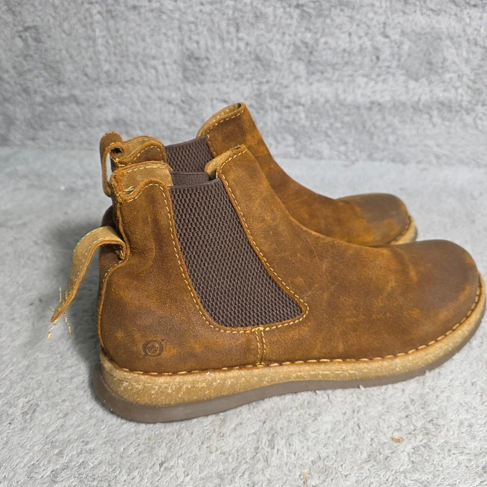 Born Brody Chelsea Boots Ginger Brown Distressed Suede Leather Men 10.5